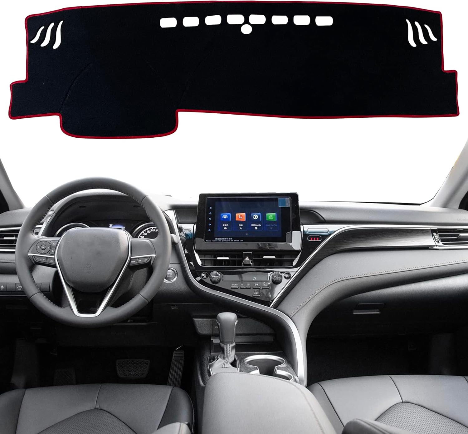 Dash Mat Cover Custom Interior Center Console Compatible with Toyota Camry XSE XLE TRD Sedan 2018 2019 2020 2021 2022 Dashboard mat Covers Accessories (with HUD Black Trim)