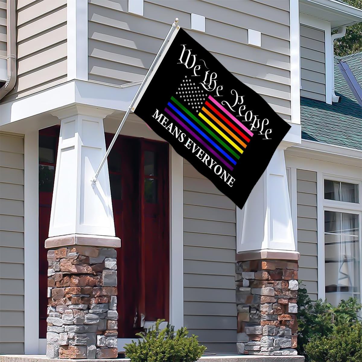Double Sided We The People Means Everyone American Rainbow LGBT Flag 3x5FT Pride Flag Fade Proof Gorgeous Color Thicker Polyester with Brass Grommets (LGBT 01, 3x5FT 3PLY)