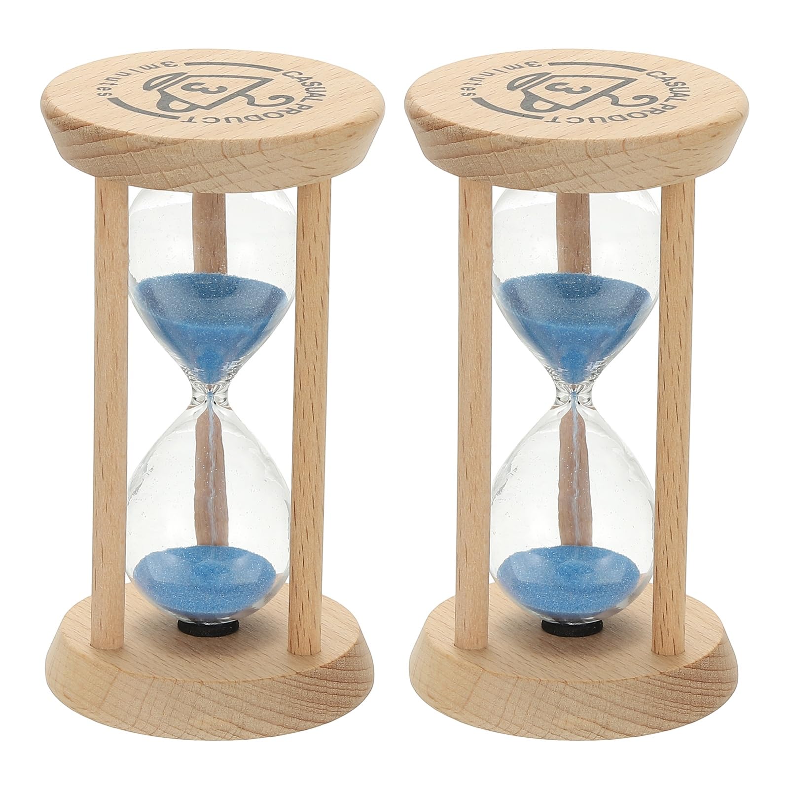 Sablier de 3 minutes en bois bleu pour déco de salon, restaurant et cuisine