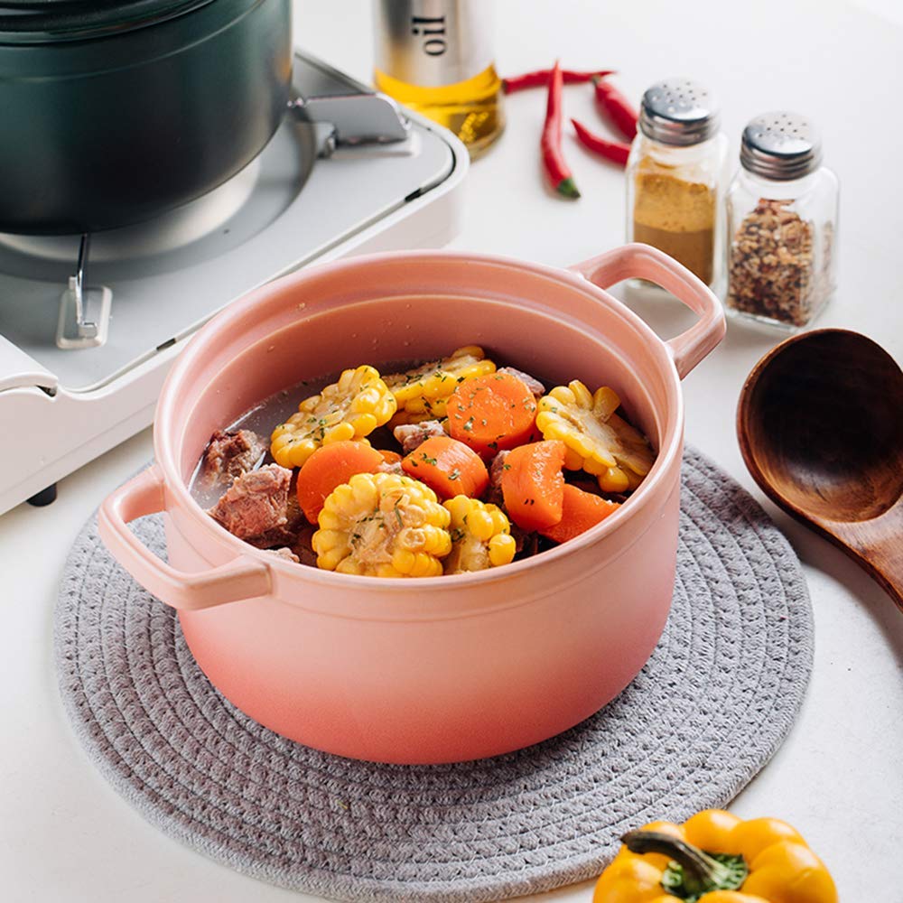 Olla cocinar, Cazuela cerámica, Cazuela Redonda con Tapa, Cocotte pequeña gres, Horno holandés, Olla guisar a Fuego Lento, Olla Resistente al Calor, Olla Barro Sopa, Cerámica