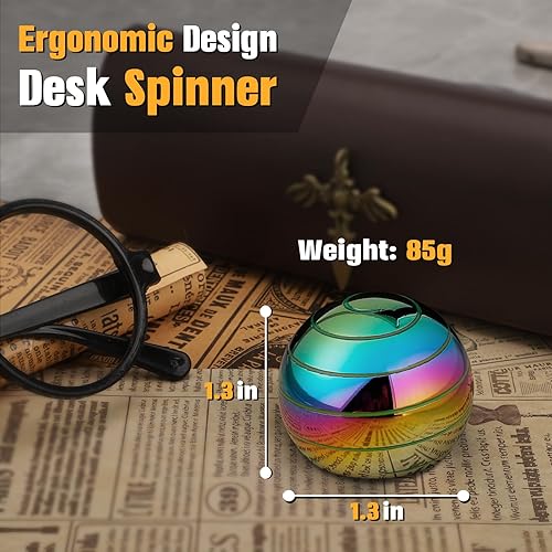 Miniatura 6 de Juguetes de escritorio giratorios cinéticos luminosos, bola giratoria de cuerpo completo de metal con ilusión óptica, que brilla en la punta del