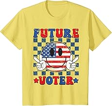 Future Voter Kids Groovy American Flag Vote Political Voting T-Shirt