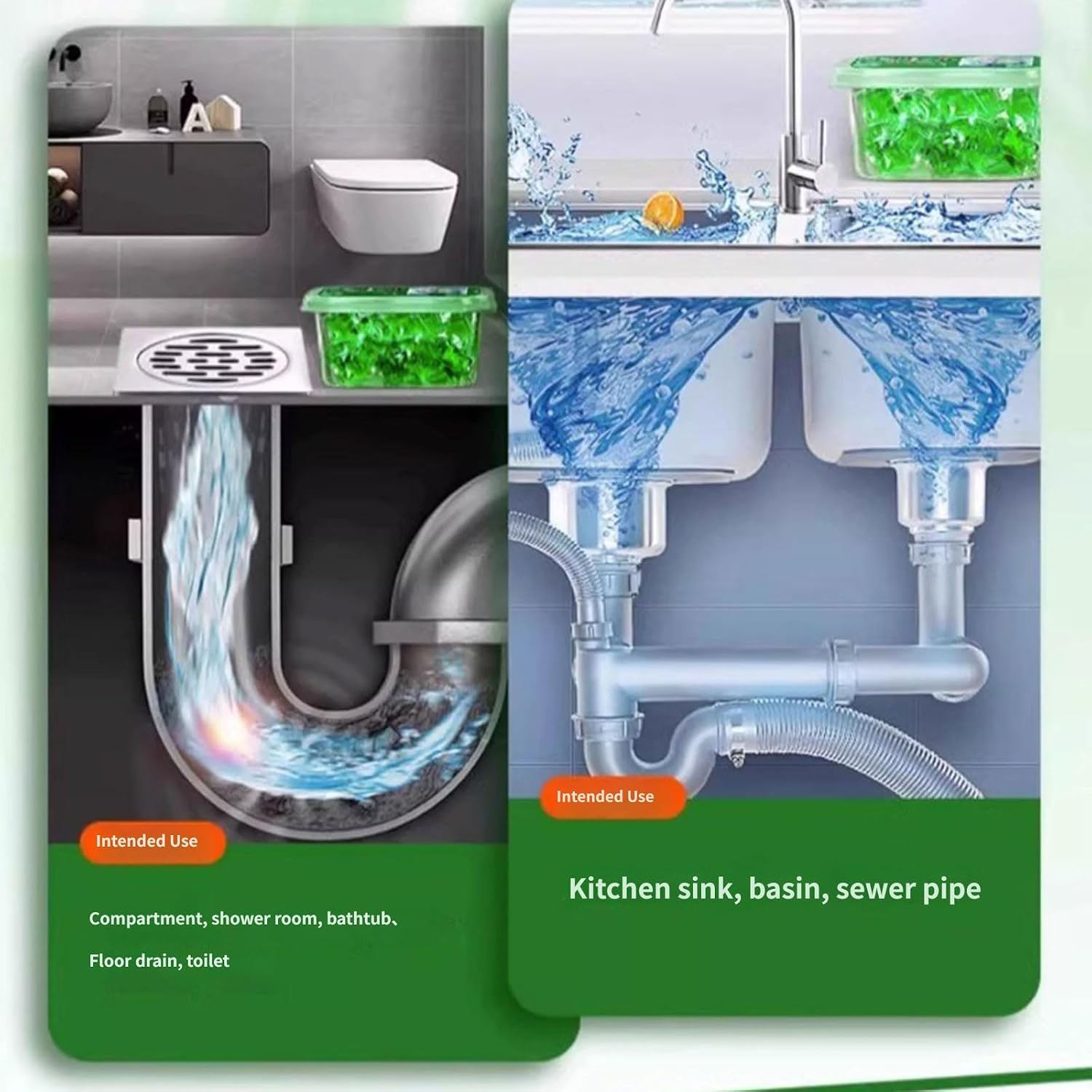 Drain Odor Eliminator Pods, Bio-Enzyme Drain Cleaner Sewer Pipes Capsules