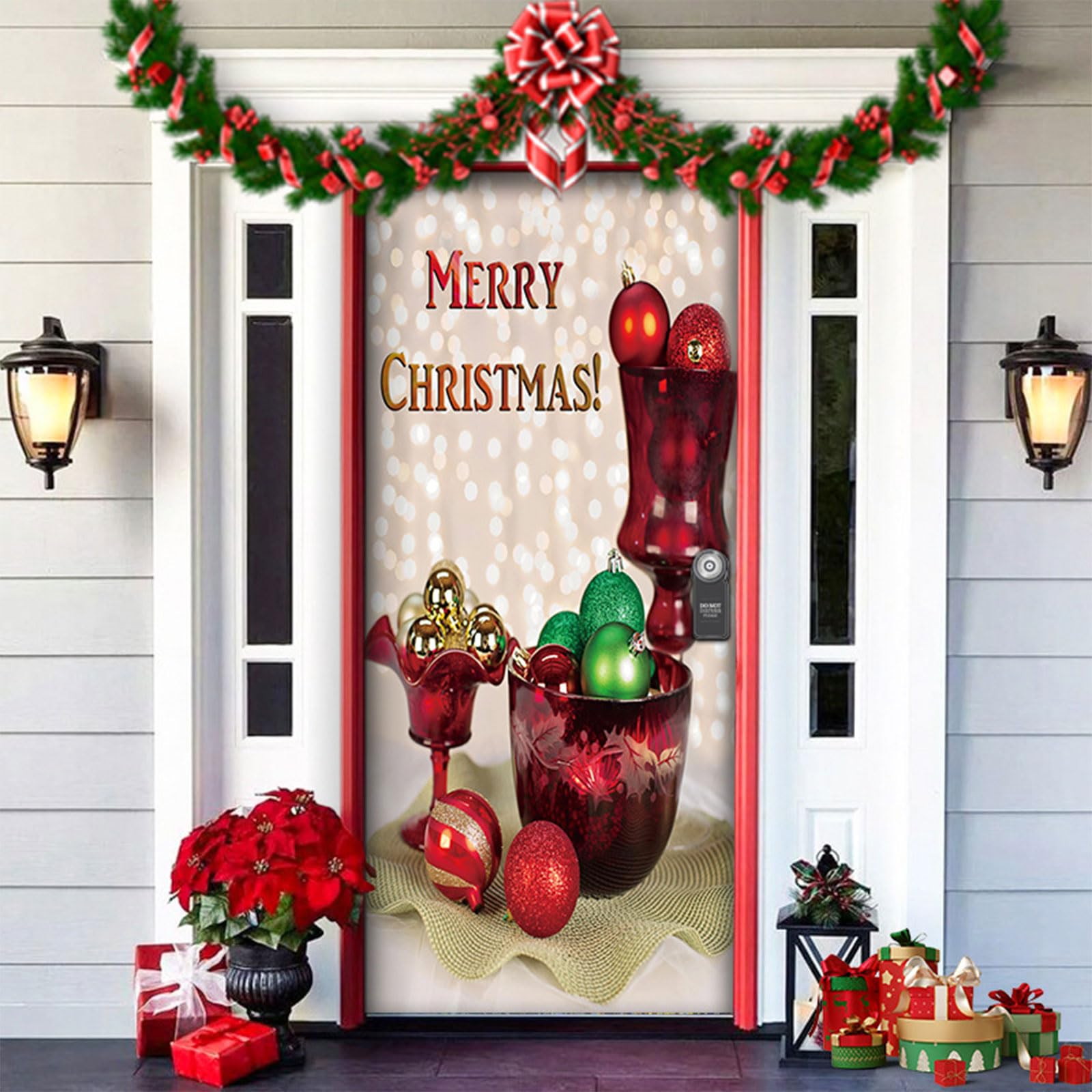 Tsophreniq Festival Door Curtain with Fade Resistant Polyester Materials for Christmas and New Year Decors Christmas Door Cover Polyester Holiday Decors