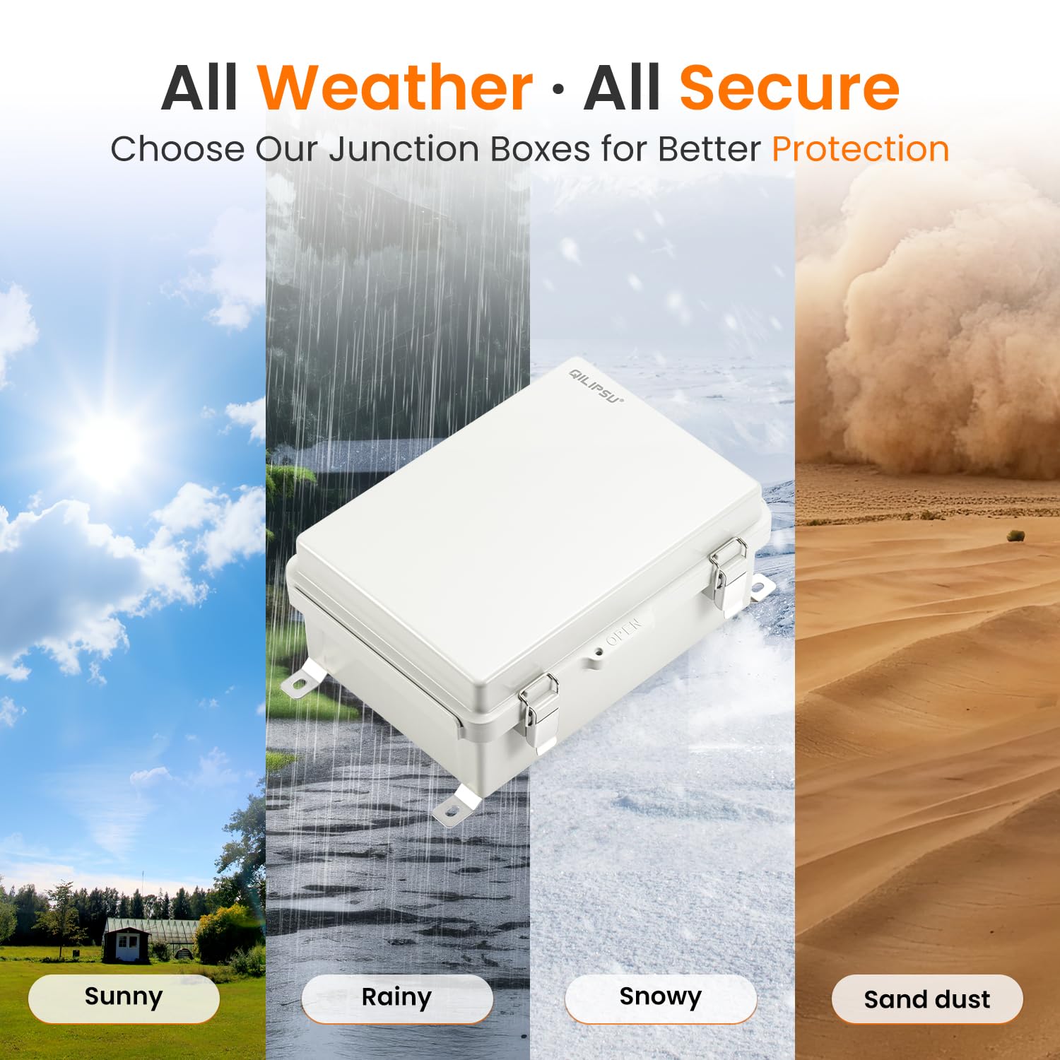 QILIPSU UL94-V0 Outdoor Electrical Box 13.8"x9.9"x5.9" Waterproof Junction Box Weatherproof PC/ABS Alloy Plastic IP66 Project Electric Enclosure Grey Hinged Door