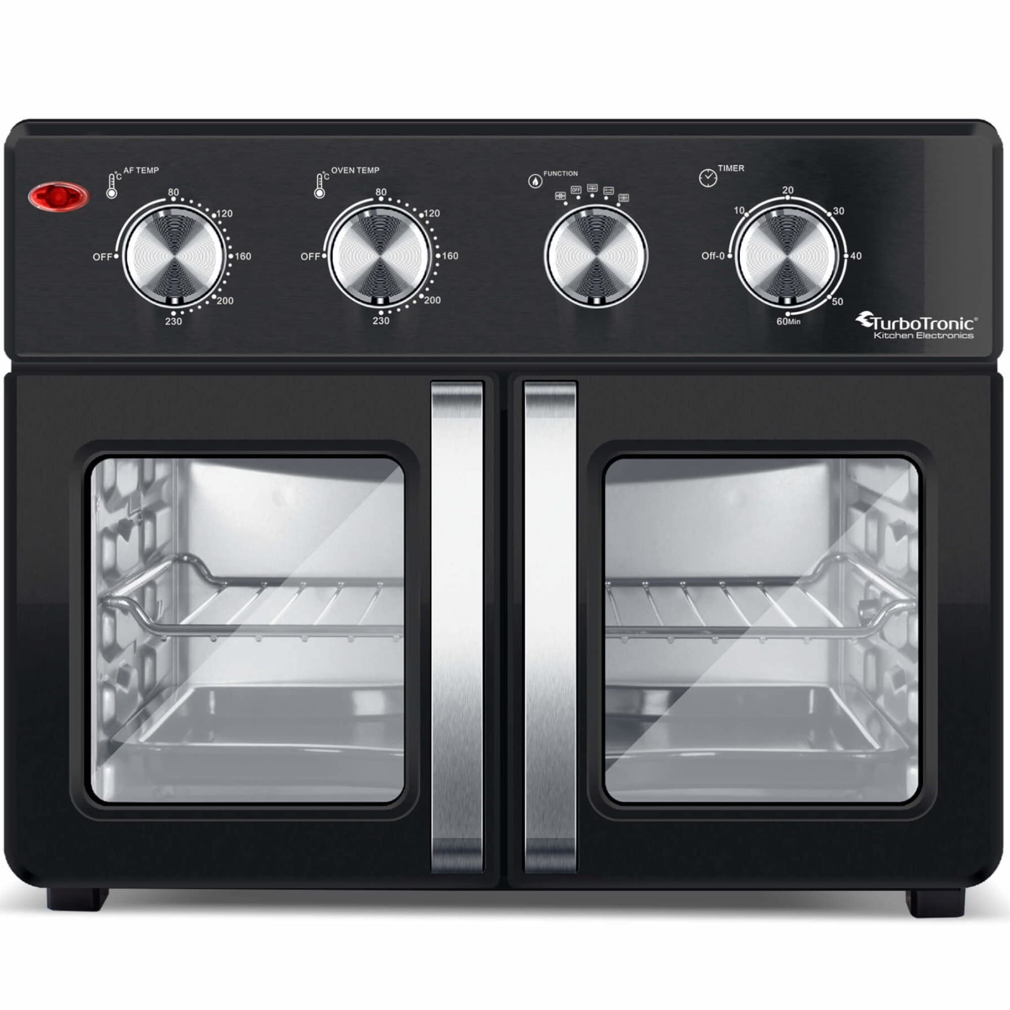 TurboTronic - Forno ad aria calda digitale, XXL, 32 litri, con spiedino girevole per pollo, 4 in 1, mini forno e friggitrice ad aria calda Airfryer a partire da 80 °C