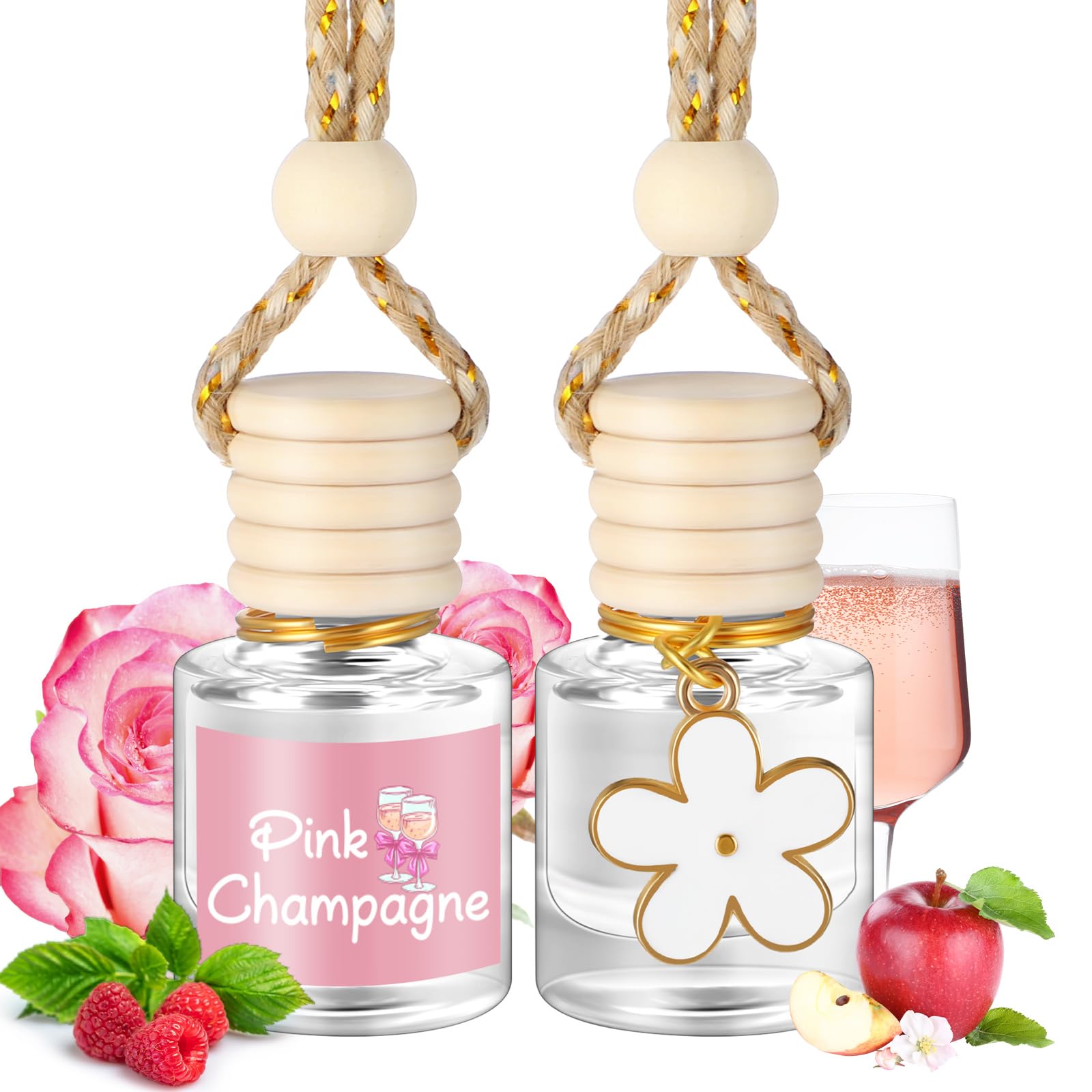 Siifert 2 Sets Hanging Car Air Freshener and Essential Oil Diffuser, Car Air Freshener Daisy Essential Oil Diffuser Long Lasting Automobile