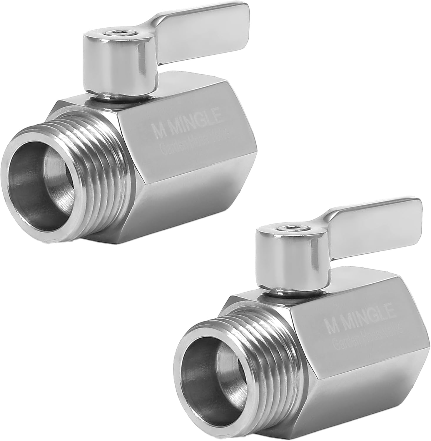 M MINGLE Garden Hose Quick Connect Fittings, Garden Hose Shut Off Valve