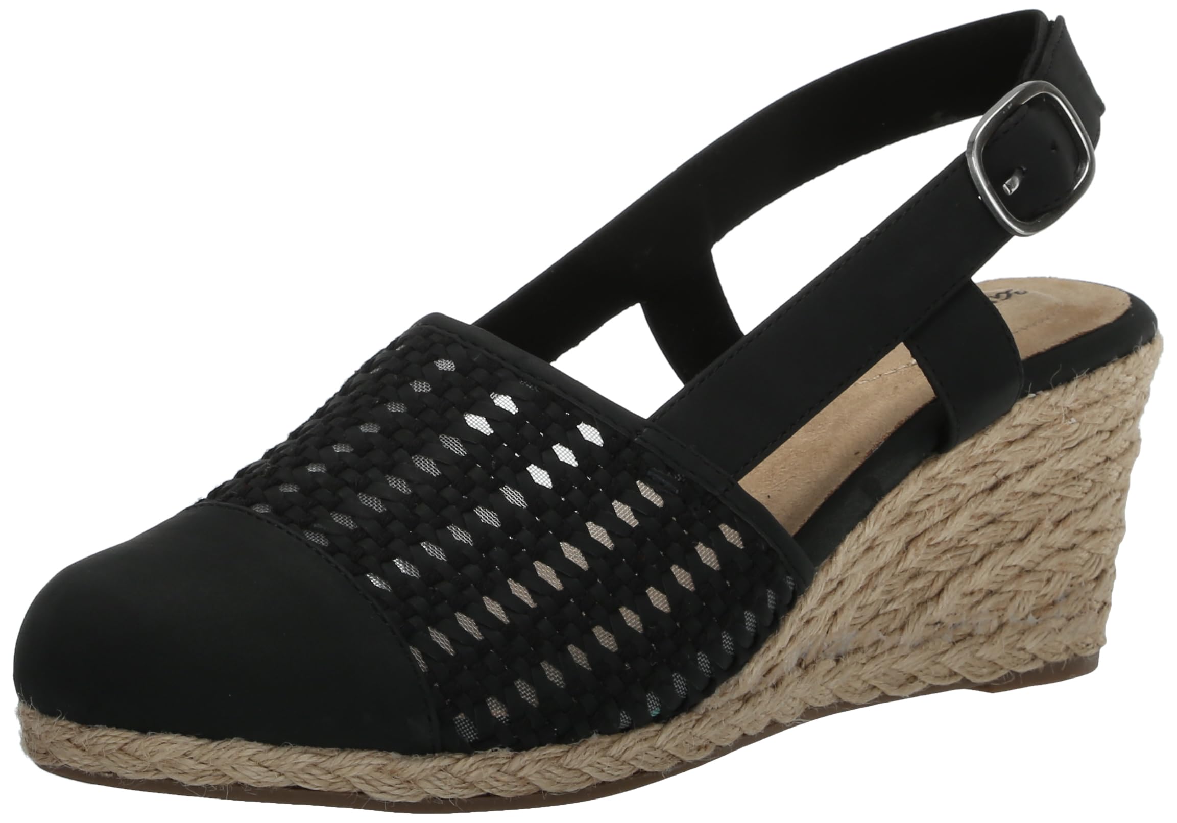 Amazon.com | Easy Street Women's Taffy Wedge Sandal, Black, 5 | Platforms \u0026  Wedges