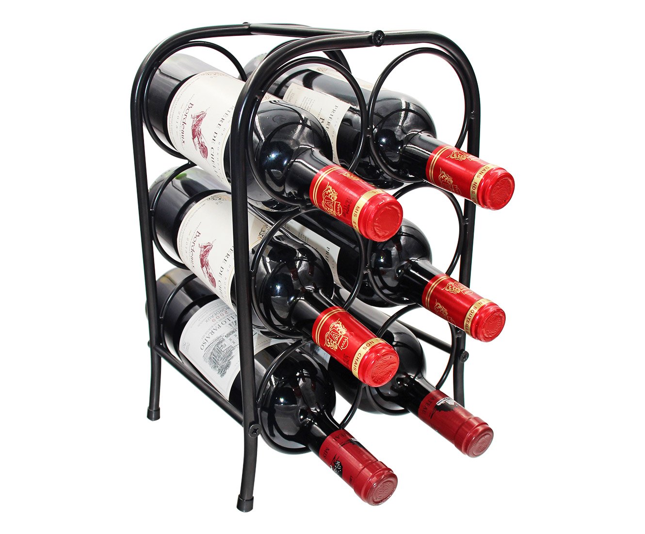 PAG 6 Bottles Free Standing Metal Wine Racks Small Wine Holders Stands