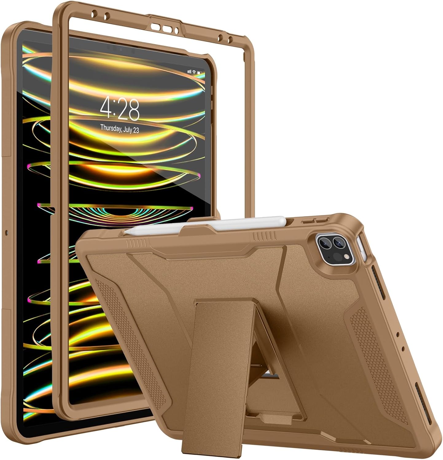 Soke Case for iPad Pro 12.9 Inch 6th/5th/4th Generation(2022/2021/2020 Release), Rugged Shockproof Protective Cover with Built-in Kickstand for Apple iPad Pro 12.9 - Hot Pink