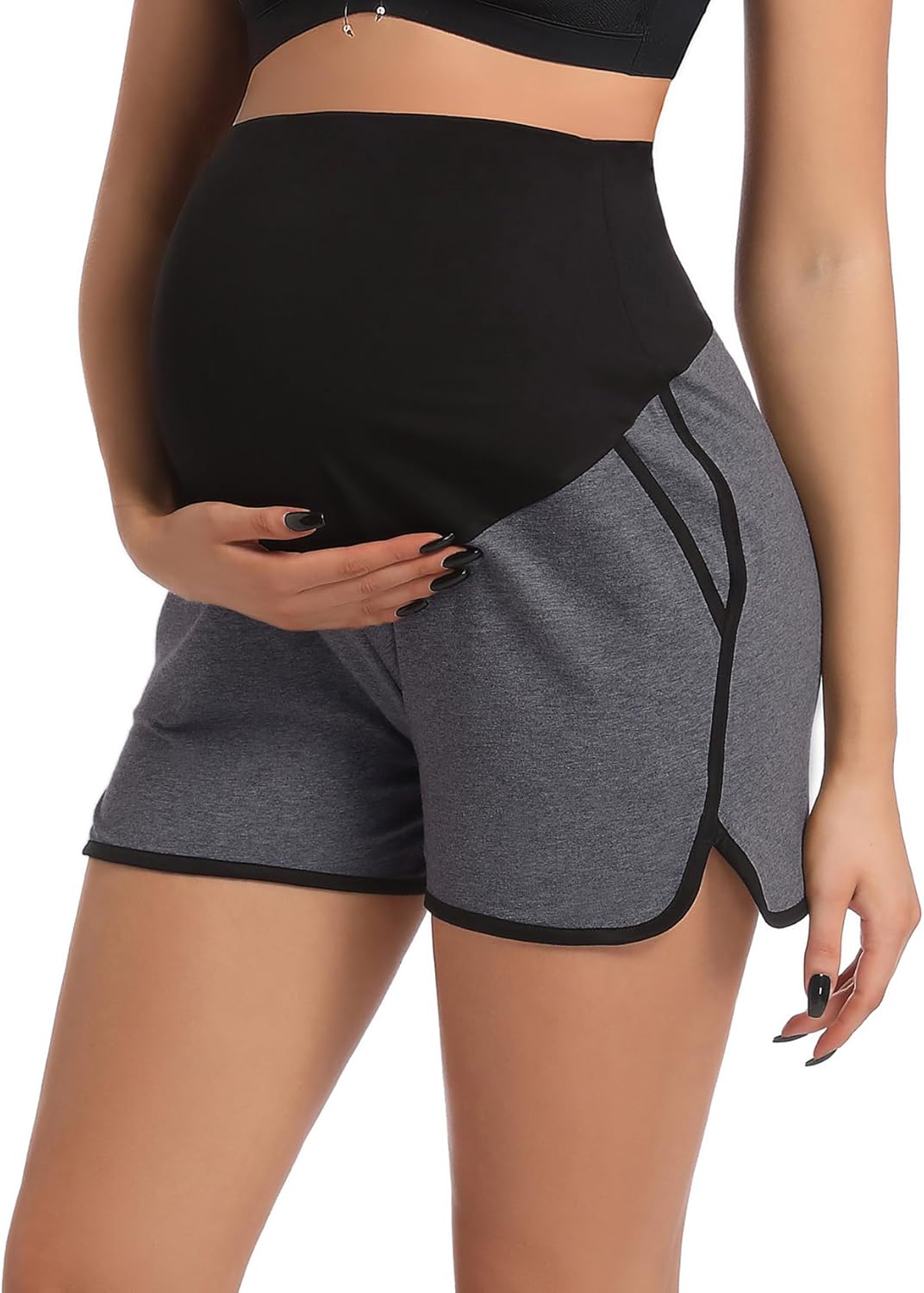 SUIEK 3-Pack Women's Cotton Maternity Shorts Pregnancy Sleepwear Lounge Pajama Shorts