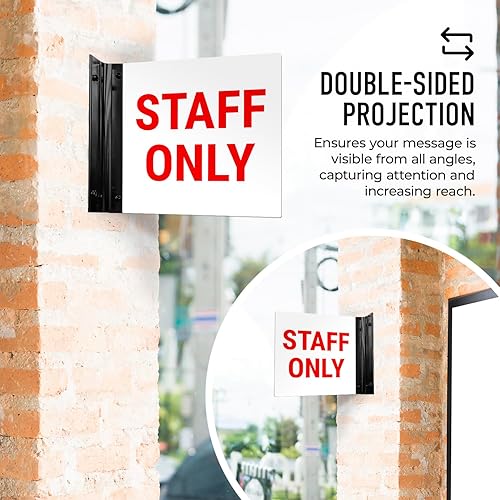 Miniatura 3 de Staff Only Projecting Letrero de doble cara, 6x6 pulgadas, ACM, con accesorio negro satinado de níquel cepillado, fabricado en Estados Unidos