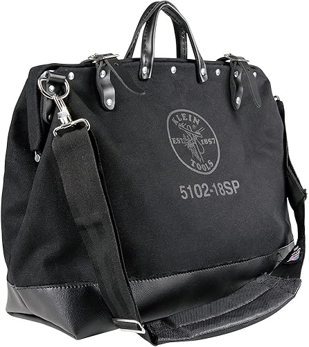 Miniatura 2 de Klein Tools 510218SPBLK - Bolsa de herramientas grande de 18 pulgadas, bolsa de herramientas de lona de lujo y organizador, color negro y bolsa con