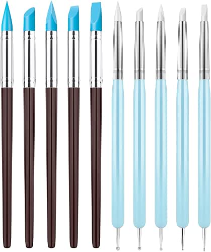 Clatoon 10Pcs Silicone Clay Sculpting Tool, Modeling Dotting Tool &
