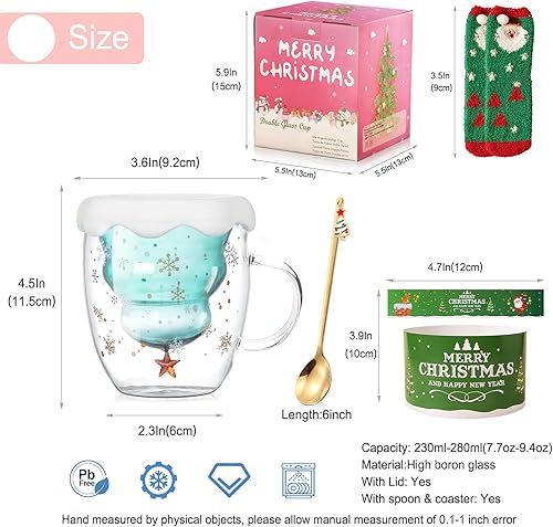 Miniatura 5 de Lindas tazas de café de Navidad, taza de té, vasos de leche con aislamiento de doble pared, taza de expreso, la mejor Navidad para mujeres, hombres,