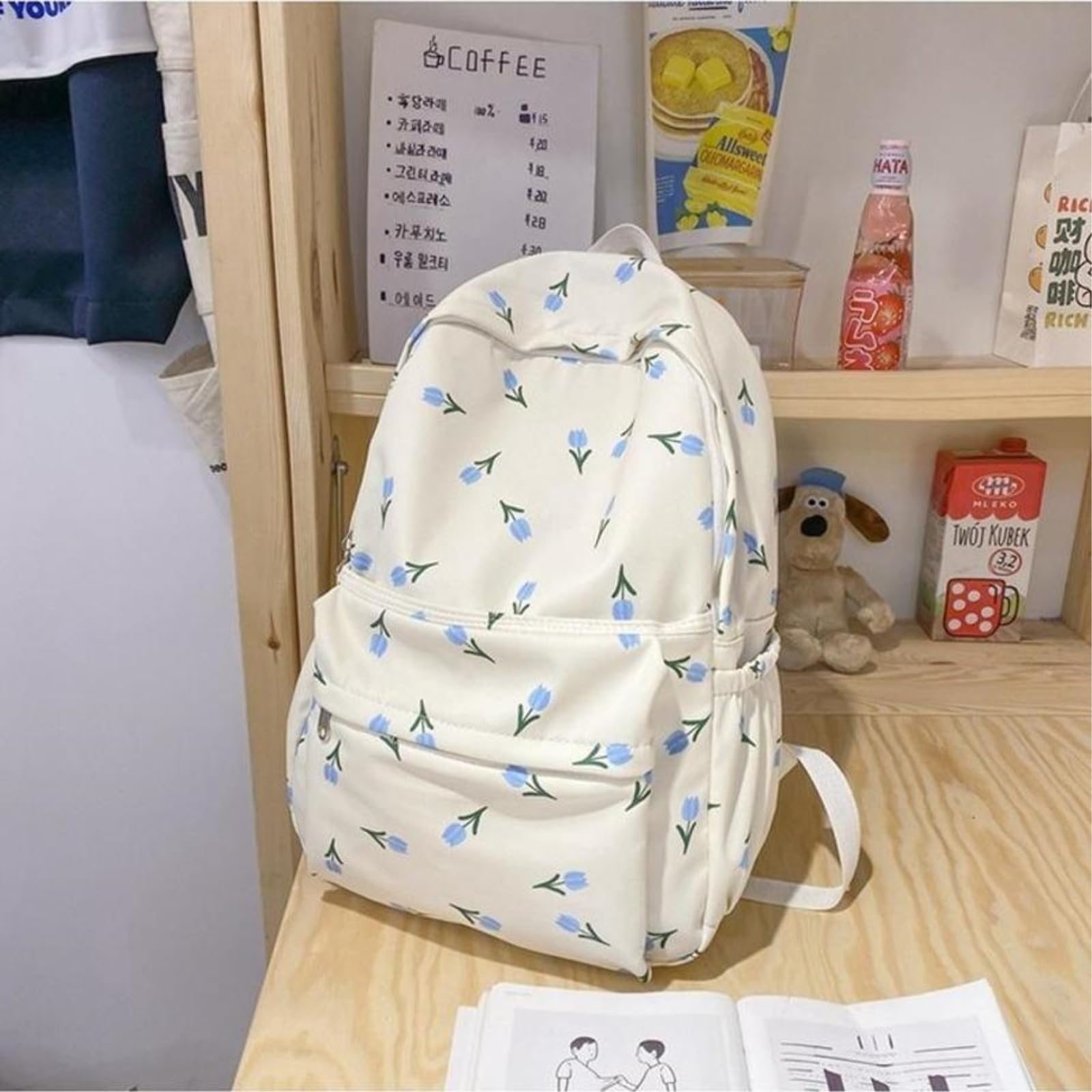 Zaino da Viaggio Rosa Piccolo Florale Stampa Leggero per Ragazze Adolescenti Campus Giornaliero All'aperto Daypack-b