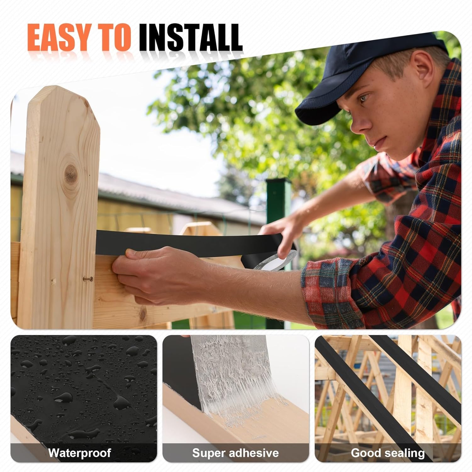 Joist Tape for Decking 2'' X 50', Weather-Resistant Butyl Sealant Tape, Waterproof and Anti-Corrosion Joists Deck Tape, Self-Adhesive Flashing Joists Tape for Wood Deck, Beam, Roof