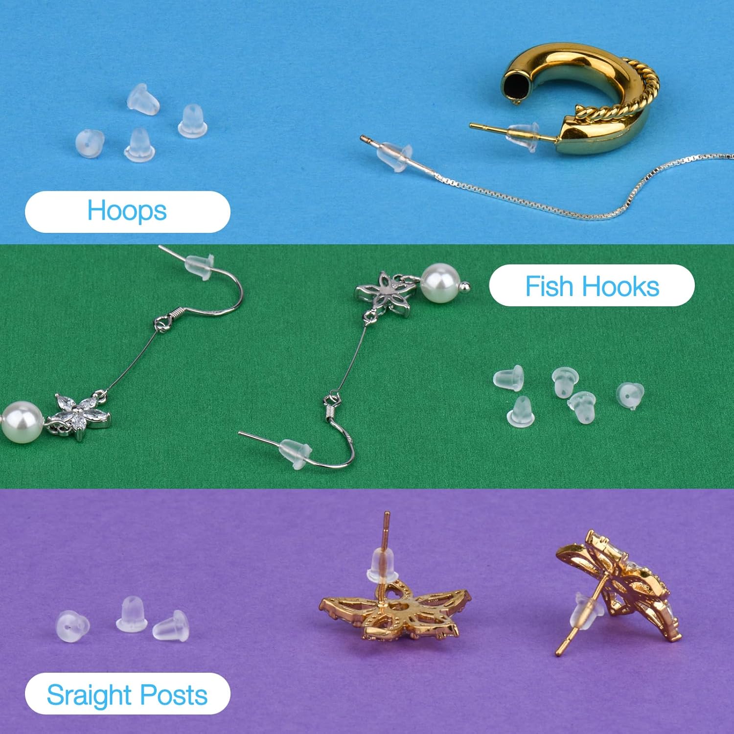 Earring Backings, Rubber Earring Backs for Stud Earrings for Women, Backs for Fish Hook Earrings (100 Pieces) - Image 3