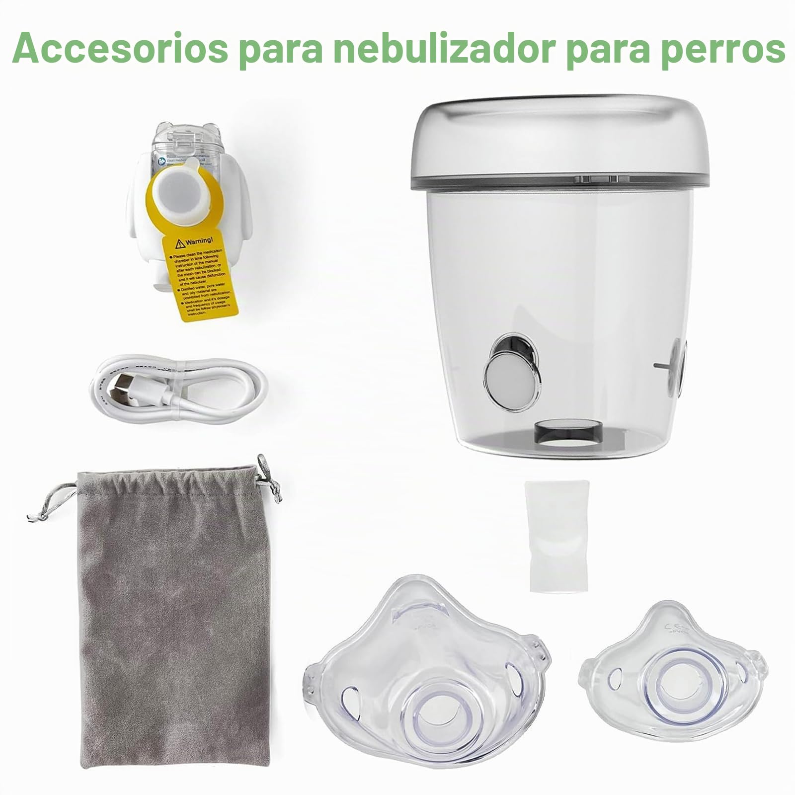 Nebulizador para Mascotas Grandes, nebulizador para Perros y mascarilla de inhalación para Perros Grandes, silencioso y Ligero(L).