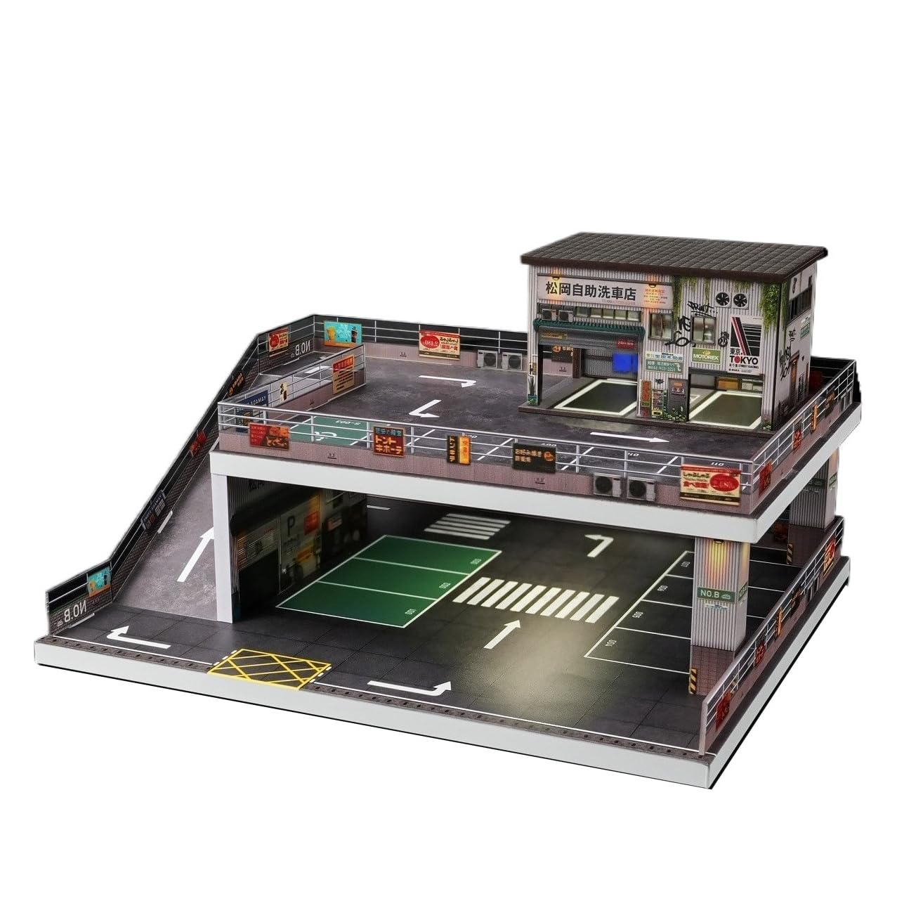 Amazon.co.jp: 1/64 ジオラマ 2段ガレージモデル LED日本駐車場