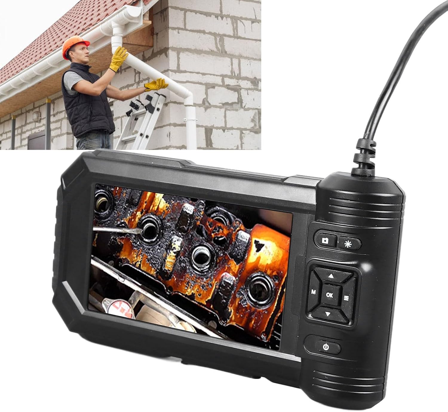 Inspection Camera, Inspection Camera 5.5mm, Digital Endoscope 4.3inch Screen, 1080P, 11.5FT Cable, Automotive Plumbing, Borescopes (10m / 32.8ft)