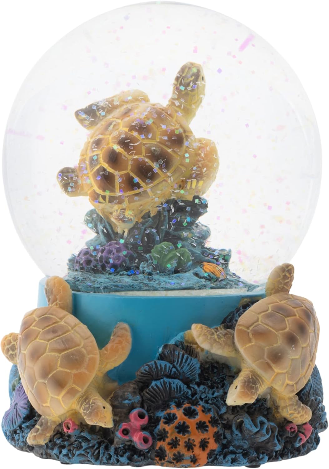 Elanze Designs Coral Reef Sea Turtles 100MM Sturdy Wind Up Musical Glitter Water Snow Globe Tabletop Dresser Nightstand Figurine Decoration Plays Tune Wonderful World