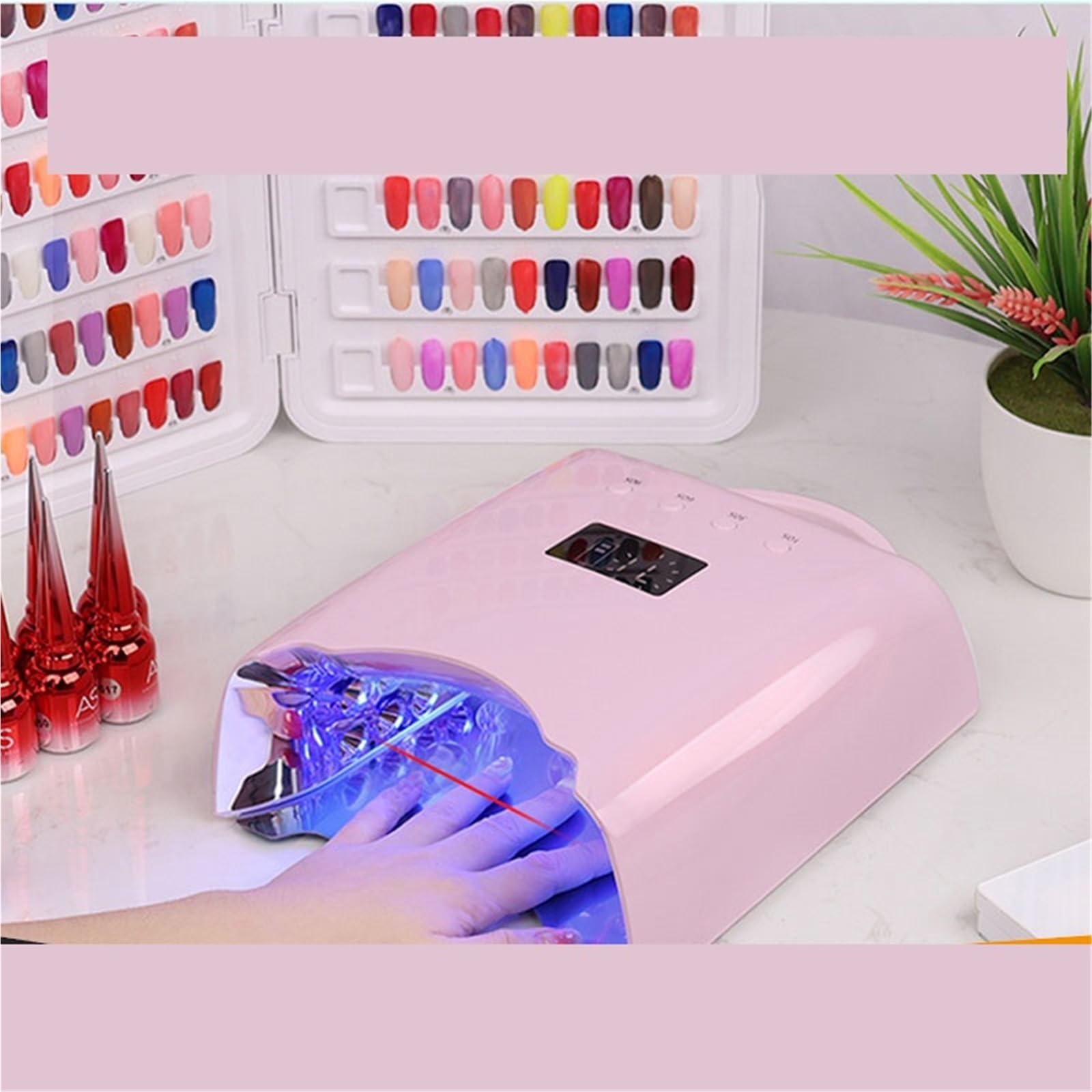 Lampa UV LED do paznokci 76 W szybkoschnącego urządzenia manicure żelowego, 39 diod, narzędzia salonu Praktyczny(Pink)