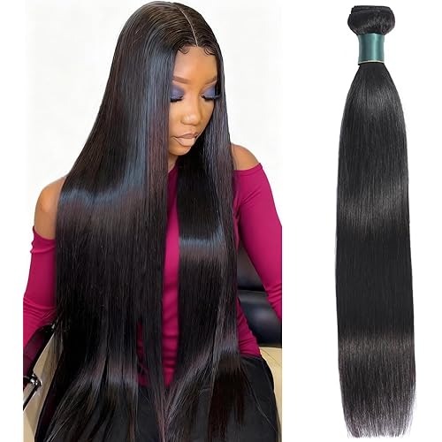 Brazilian Straight Human Hair Bundles 18 Inch 1 Bundle Human Hair Weave 12A 100% Unprocessed Virgin Hair Extensions Single Bundle Natural Black Color