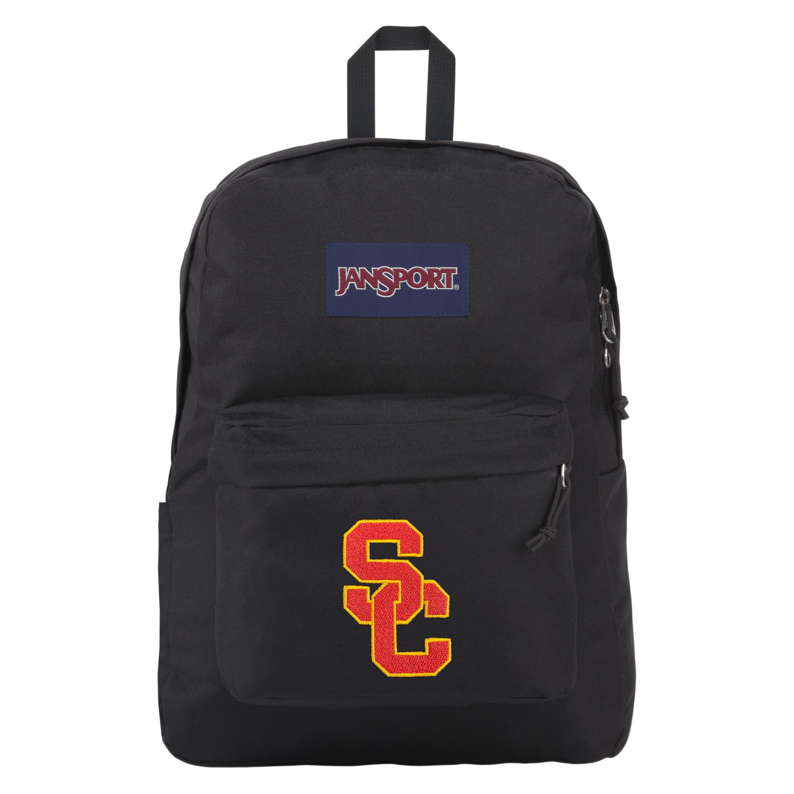 JanSport NCAA Officially Licensed Backpack, USC Trojans, Superbreak Plus with Padded 15'' Laptop Sleeve, Spacious Computer Bag for Men &amp; Women, Durable Daypack with Bottle Pocket, Black