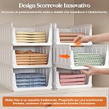 Lifewit 5 Pack Wardrobe Storage Organiser, Stackable Closet Organizer, Hat Boxes, Plastic Clothes Basket, Cupboard Shelves for RV, Bathroom, Kitchen, Laundry Room, Office, Dorm, White, 42 cm Depth - 3