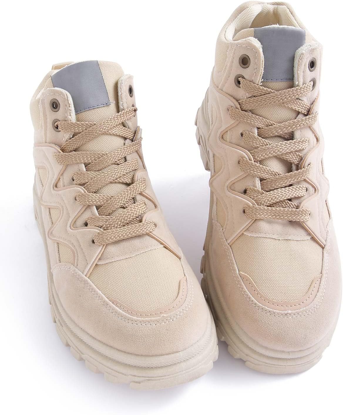 VSUDO Upgrade 39" Double Layer Weave Flat Shoelaces, 5/16" Wide Flat Shoe Laces for Adults & Kids Sneakers or Athletic Shoes [1Pair-Tan-100CM] - Image 2