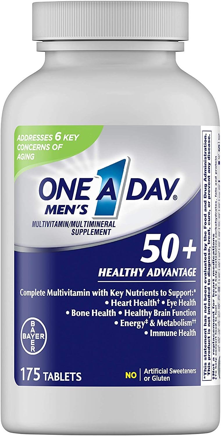 One A Day Menâ€™s 50+ Multivitamins, Supplement with Vitamin A, Vitamin C, Vitamin D, Vitamin E and Zinc for Immune Health Support*, Calcium & more, 175 count