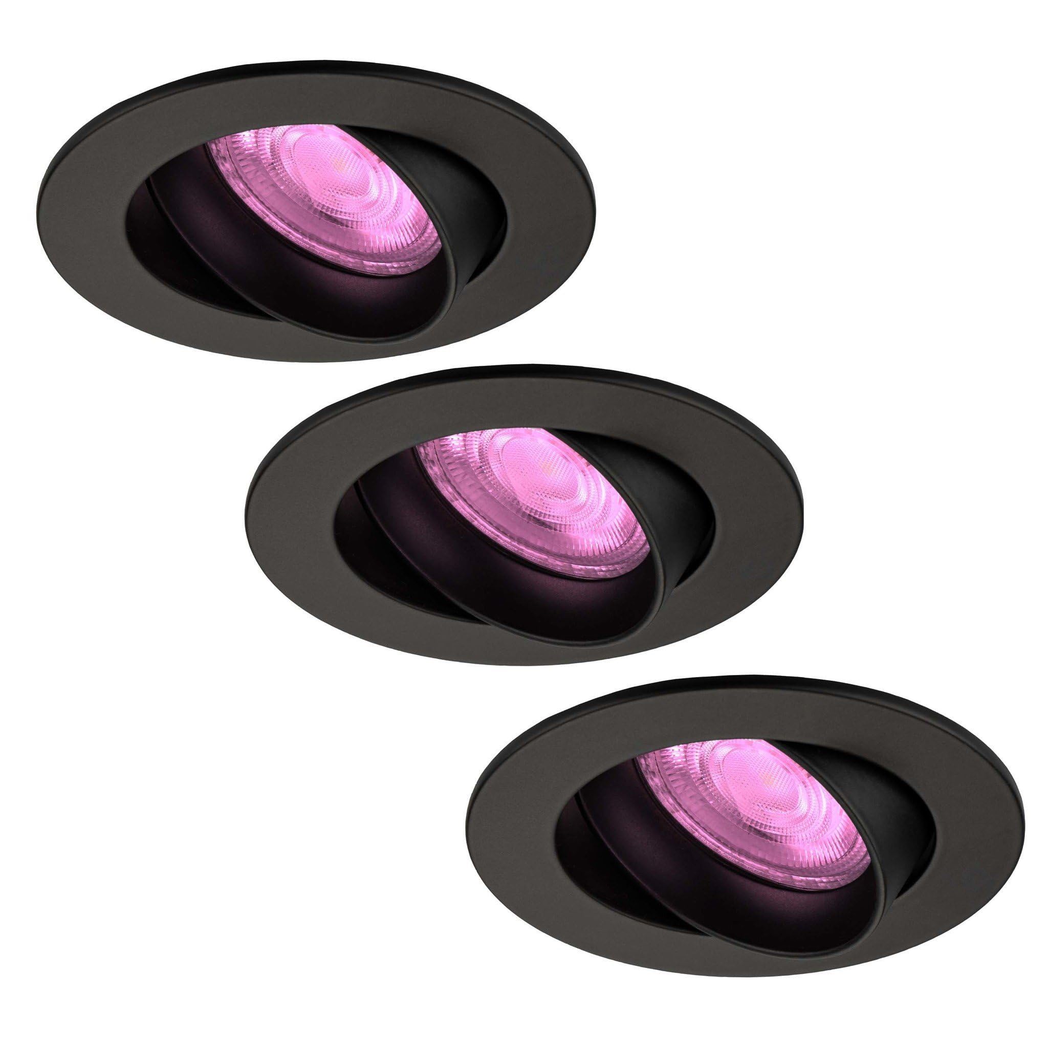Ledvion 3er Set LED Einbaustrahler Rund Schwarz RGB dimmbar smart