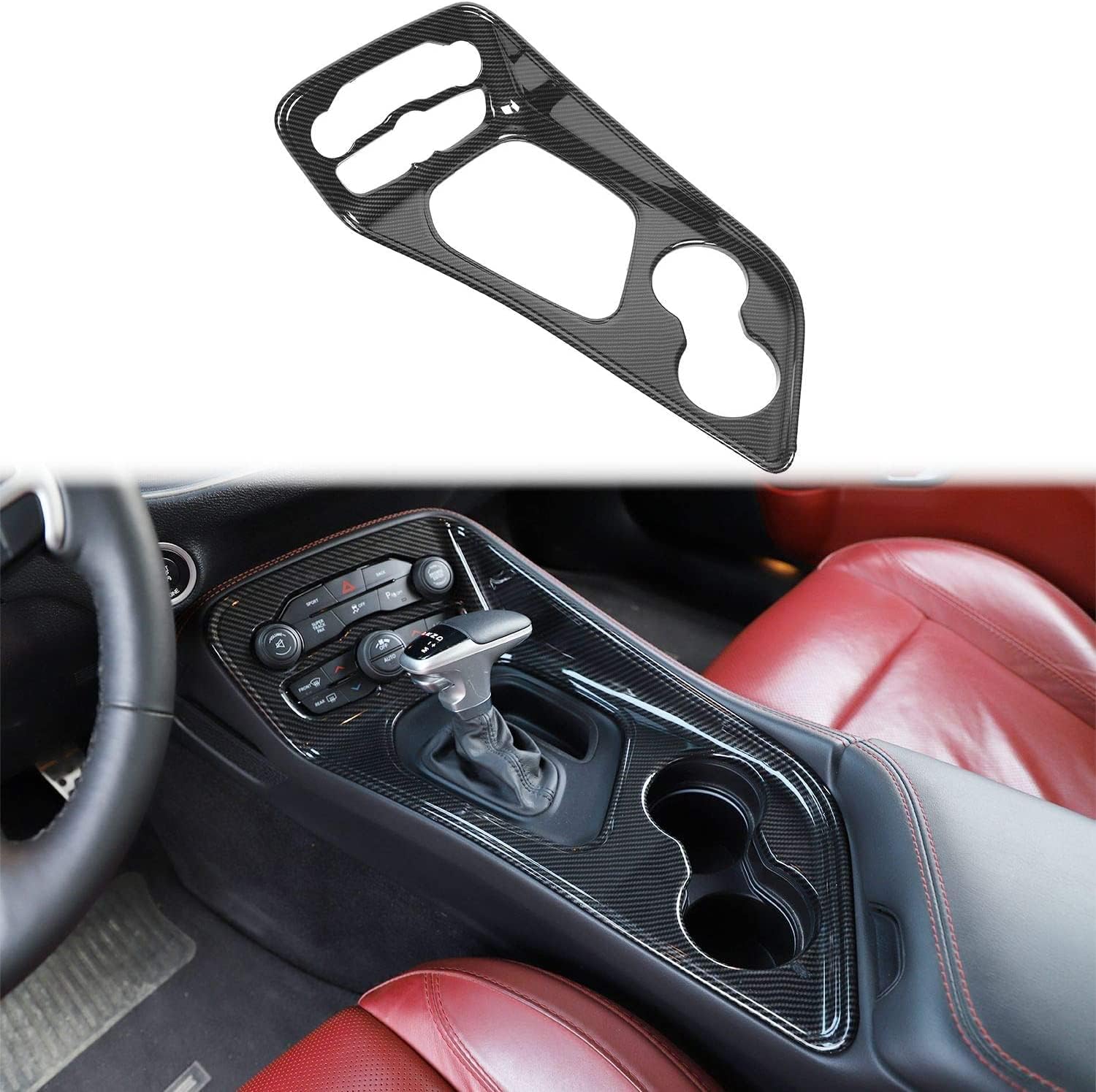 VOL Central Control Instrument Board Protective Cover for 2015-2022 Dodge Challenger ABS Gear Shift Panel Trim