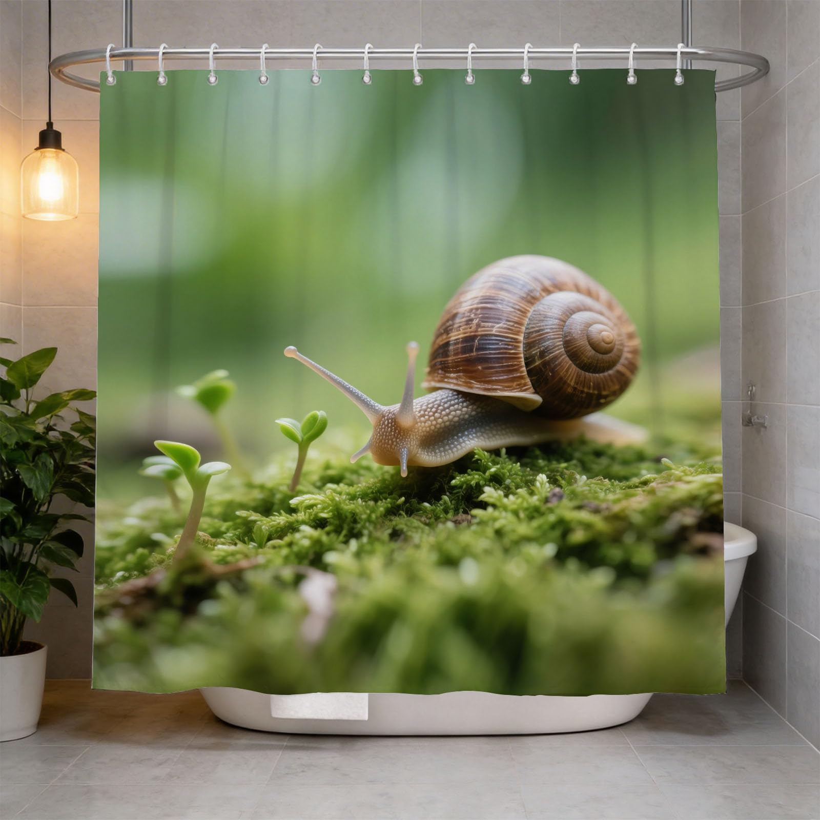 Hongduo 3D Snail Shower Curtain for Stalls Bathtubs Animal Pattern Bathroom Decor Shower Curtain Set Polyester Fabric Waterproof 120x180cm/48X71 Inch with Hooks