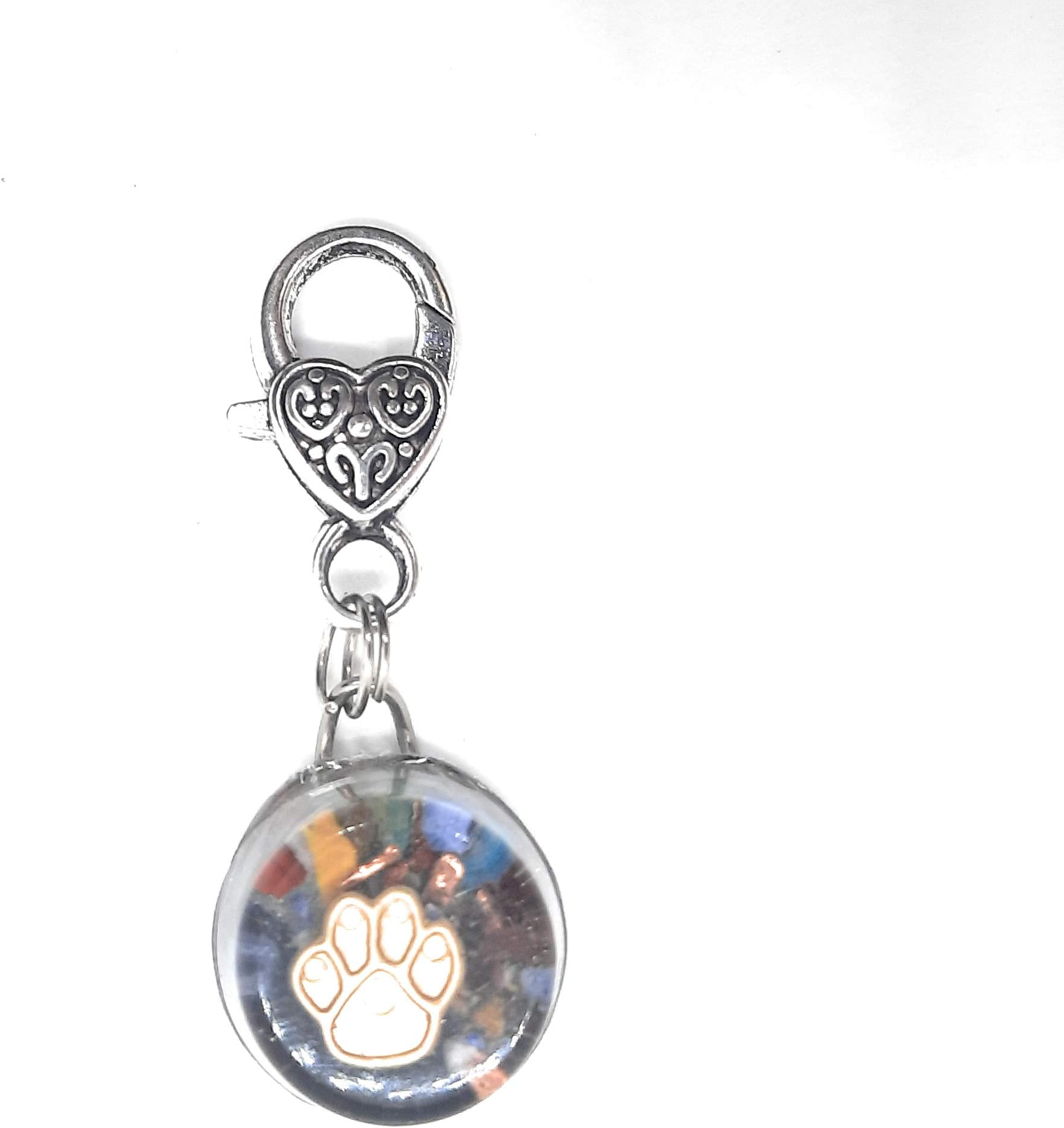 Secret Synergy Stones Energy Pet Protection Cat Dog Charm- Small up to 25 lbs with Orgone Shungite Black Tourmaline (Pawprint)