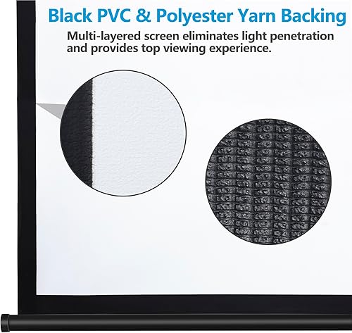 Miniatura 5 de Pantalla de proyección de 80 pulgadas 169 HD manual desplegable para interiores y exteriores, pantalla de proyector portátil sin arrugas para cine