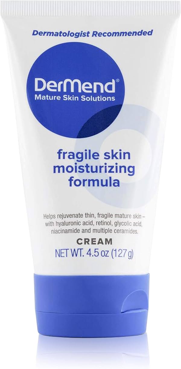 Dermend Humectante para Piel Frágil 4.5 oz - Reafirma la Piel Envejecida y Madura | Fórmula Especializada para Restaurar y Rejuvenecer la Piel Madura, Humectante Diario y Crema Antiarrugas Humectante 4.5 Onzas (Paquete de 1)