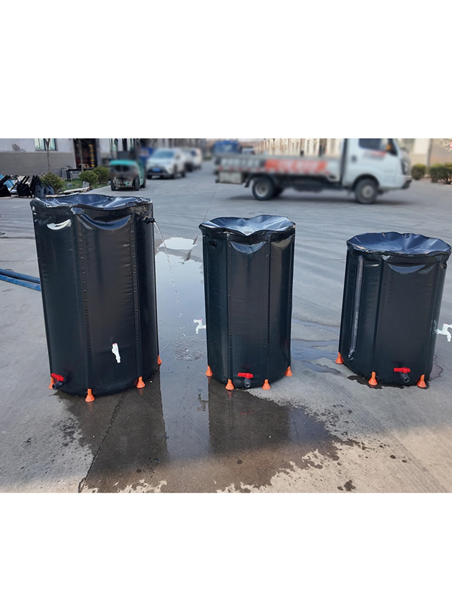 Kit de Barril de Lluvia Plegable con Grifo y Filtro - Contenedor portátil for almacenar Agua for jardín e Invernadero - Fácil de conectar al bajante de canaletas - Negro(1000L)