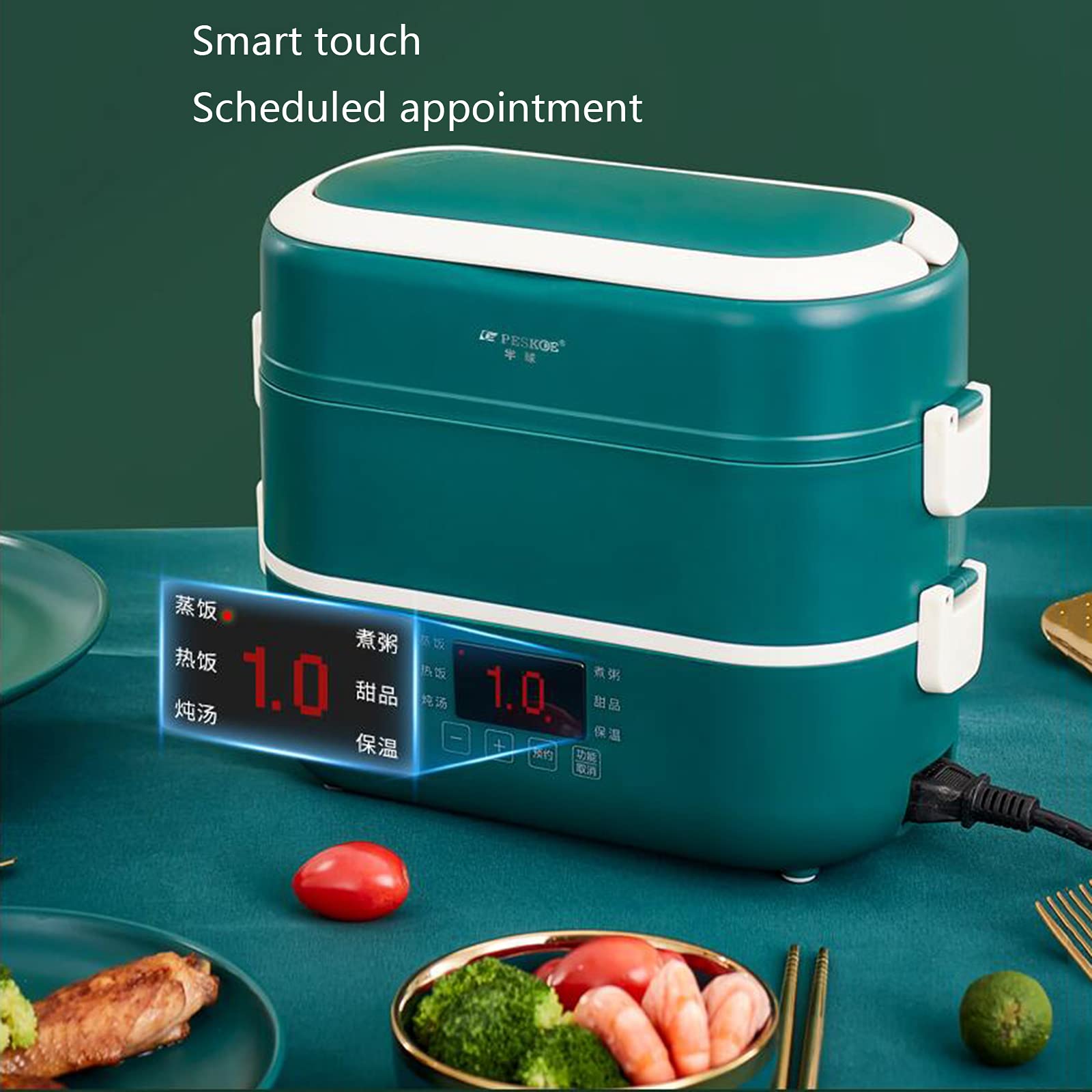 Fiambrera Bento Caja Bento Contenedor Cajas Bento con Compartimentos Hombres Adultos Adultos A Prueba De Fugas Calefacción Eléctrica Termo Aislado Térmico Acero Inoxidable Temporización De Doble Capa