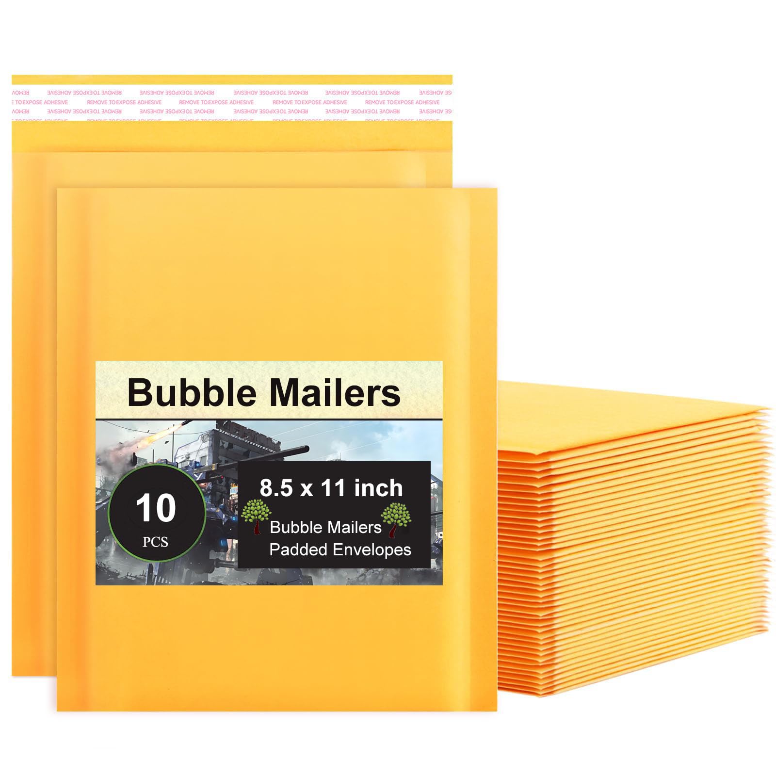 Bubble Mailers 20 x 28 cm, 10 szt., wyściełane koperty bąbelkowe, samouszczelniające się koperty papierowe do pakowania, samouszczelniające się koperty pocztowe