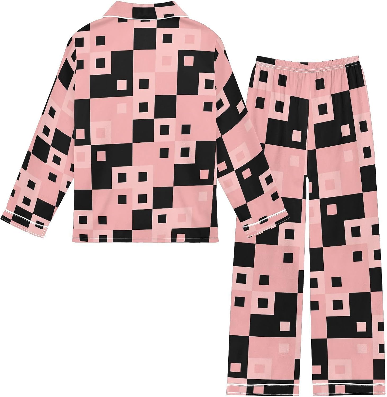 QUGRL Satin Pajama Sets Long Sleeve Button Down Sleepwear Silky Nightwear Loungewear 2 Piece PJS 5-14Y