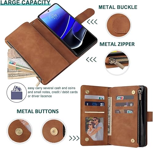 Miniatura 5 de RANYOK Funda tipo cartera para Moto G Stylus 5G 2022 de piel sintética de alta calidad con cierre RFID con cierre magnético funda protectora