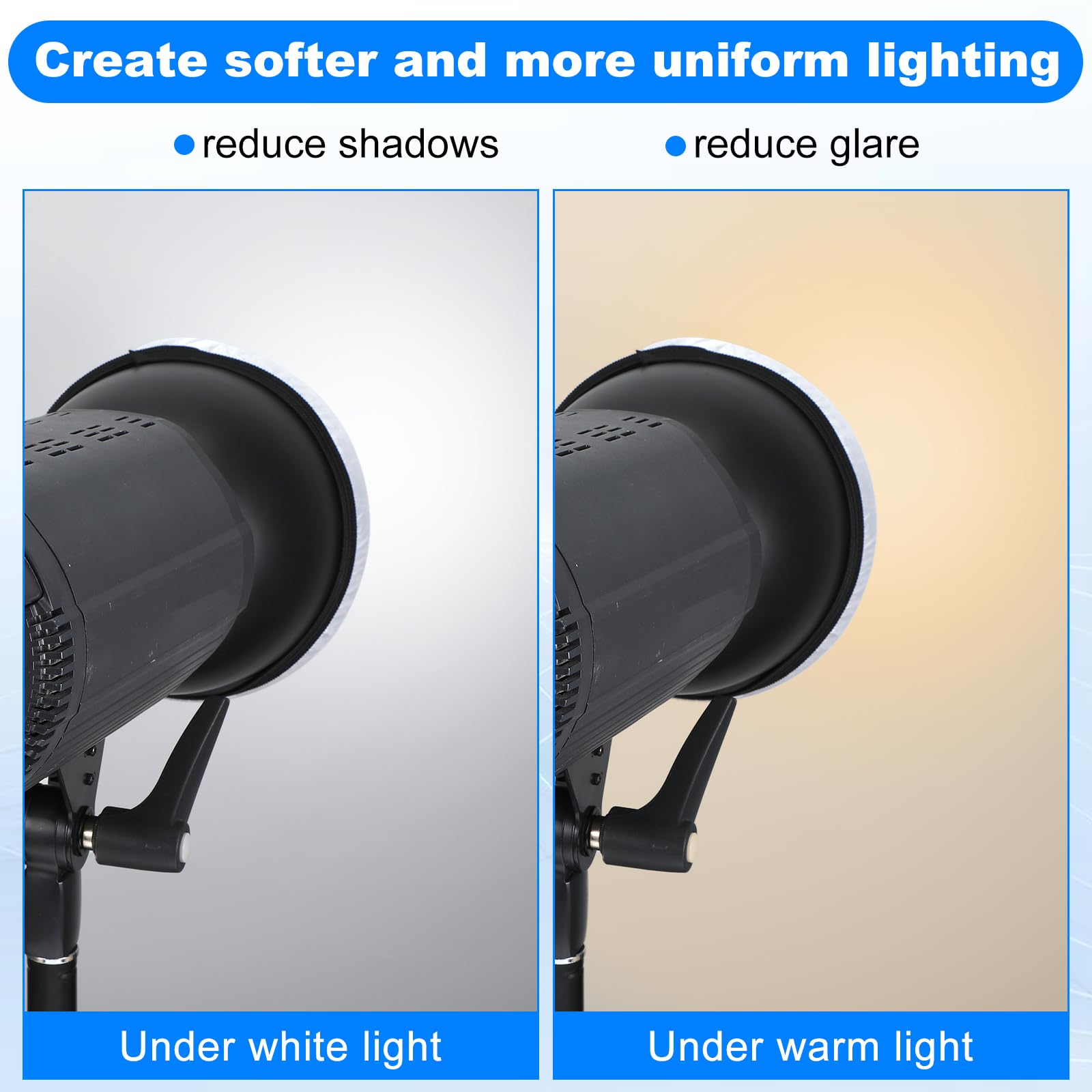 5 Piezas Fotografía Luz Tela Difusora Blanca Suave, Base Difusora Blanca Suave para Reflector Estándar con 14 a 18 cm de Diámetro, Base de Lámpara Reflectora para Luz de Flash Estroboscópica
