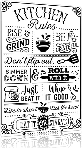 Divertidos regalos de cocina para mujeres y mamá, reglas de cocina con citas humorísticas de cocina, letrero de lata vintage para el hogar, granja,