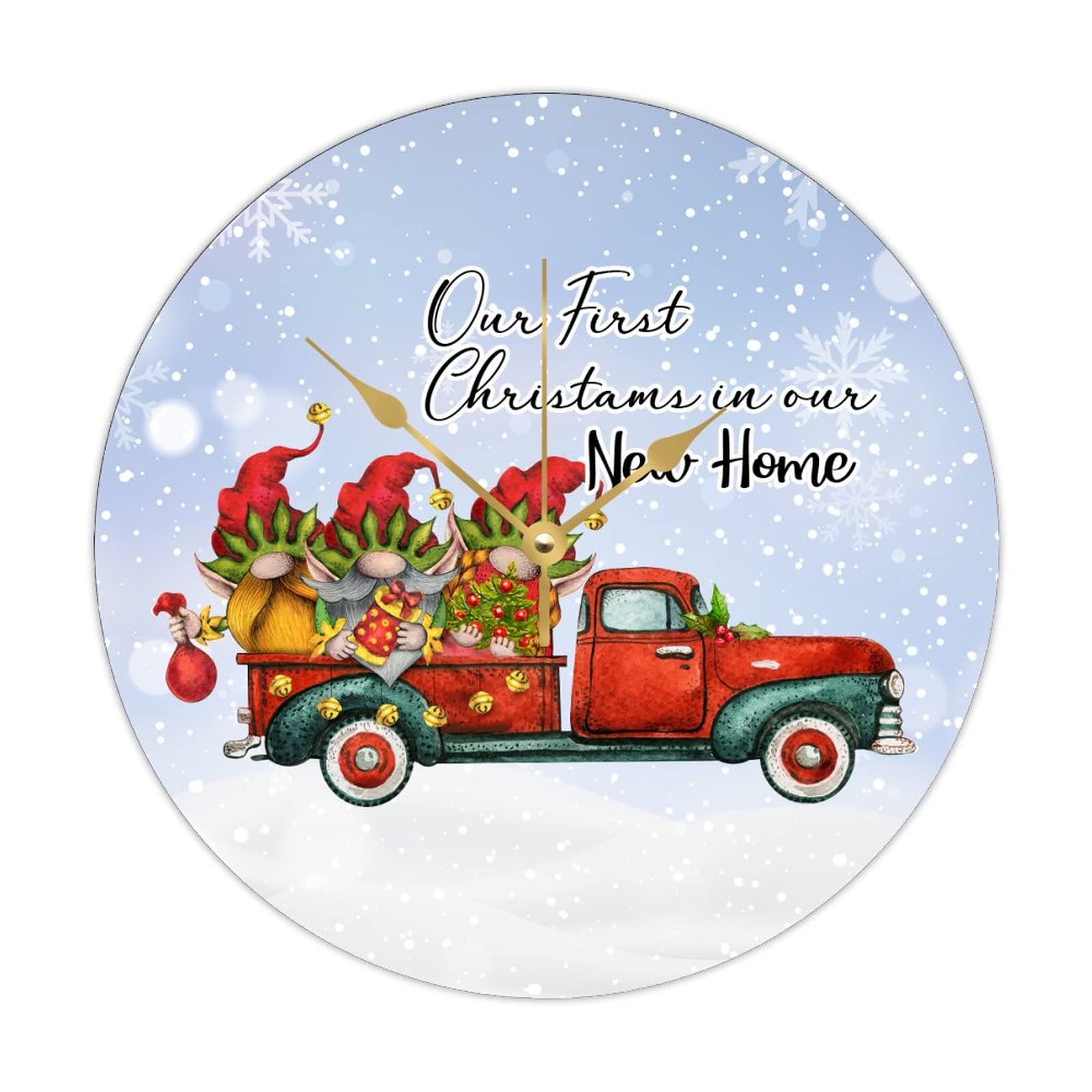Horloge First Christmas in Our New Home en bois avec camion rouge