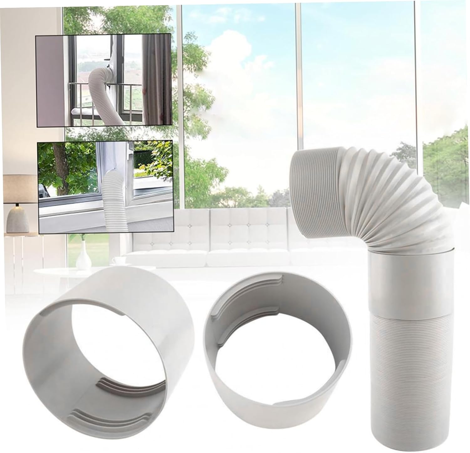Portable AC Hose Connector 5.9 inch Rpind Air Conditioner Exhaust Hose Coupler Extender Supports Clockwise and Counter Clockwise AC Hose Threads Port Portable Air Conditioner Parts Air Conditioner Hos