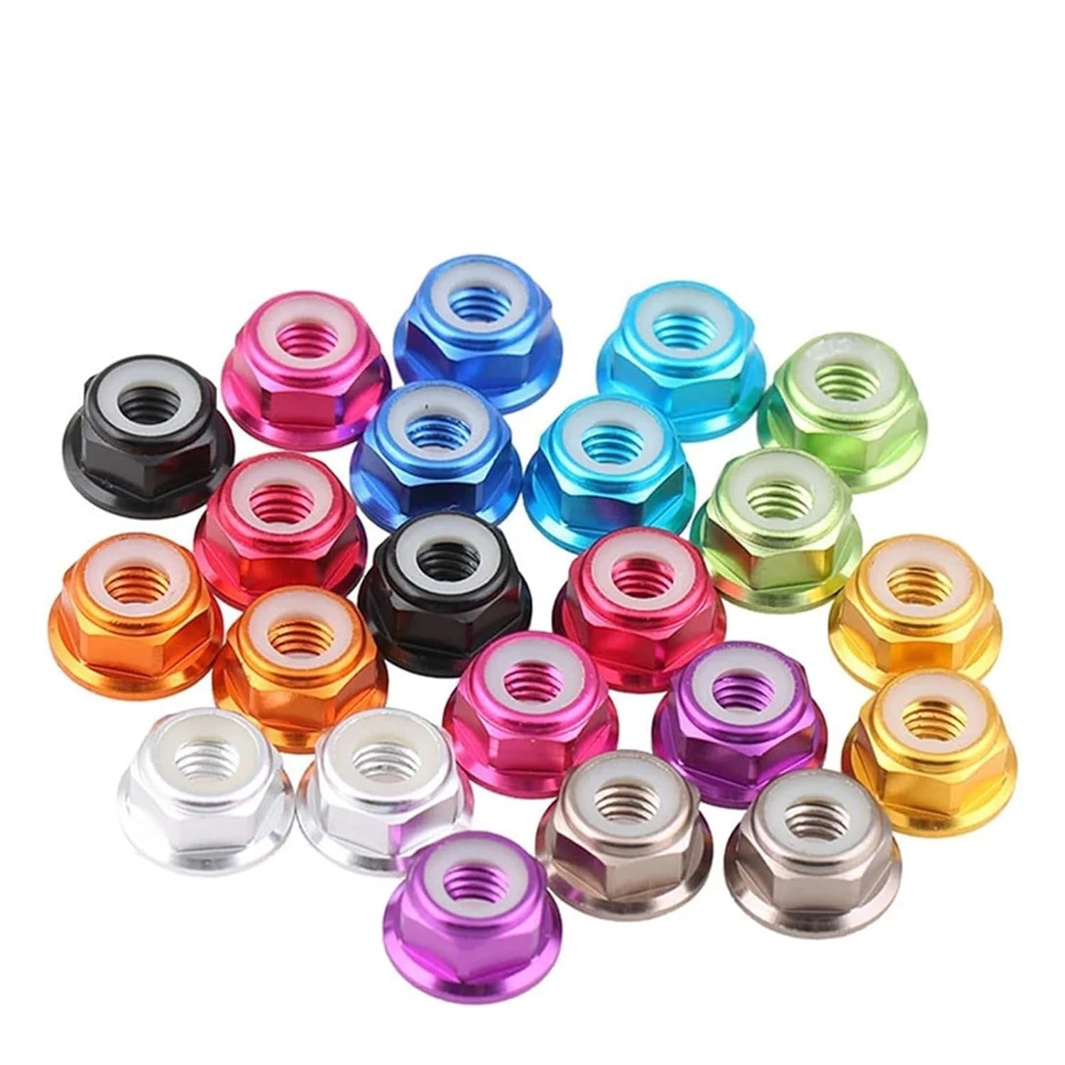 20 Pcs Anodized Colourful Aluminum Flange Nylon Lock Nuts Self-Locking for RC FPV Racing Drone Locknut M2(Royal Blue)