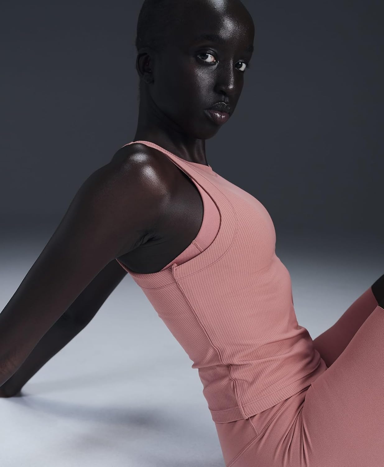 Nike Zenvy Rib Women's Dri-FIT Tank Top, Canyon Pink/White